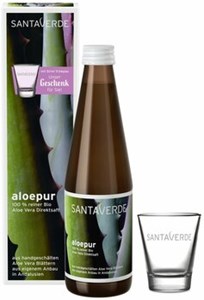 Bild von aloepur (bio vegan) + gratis Trinkglas, 330 ml, Santaverde