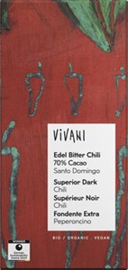 Bild von Edel Bitter Chili, Cacao Santo Domingo, 80 g, Vivani