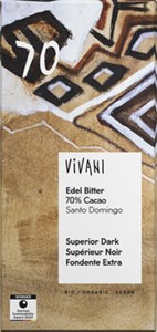 Bild von Edel Bitter 70% Cacao Santo Domingo, 80 g, Vivani