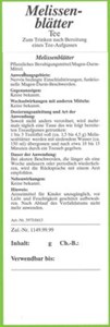 Bild von Etik. Melissenblätter, 1 Stk, Schoenenberger